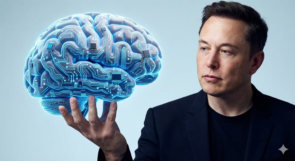 Neuralink vs Smartphone comparison brain chip technology illustration