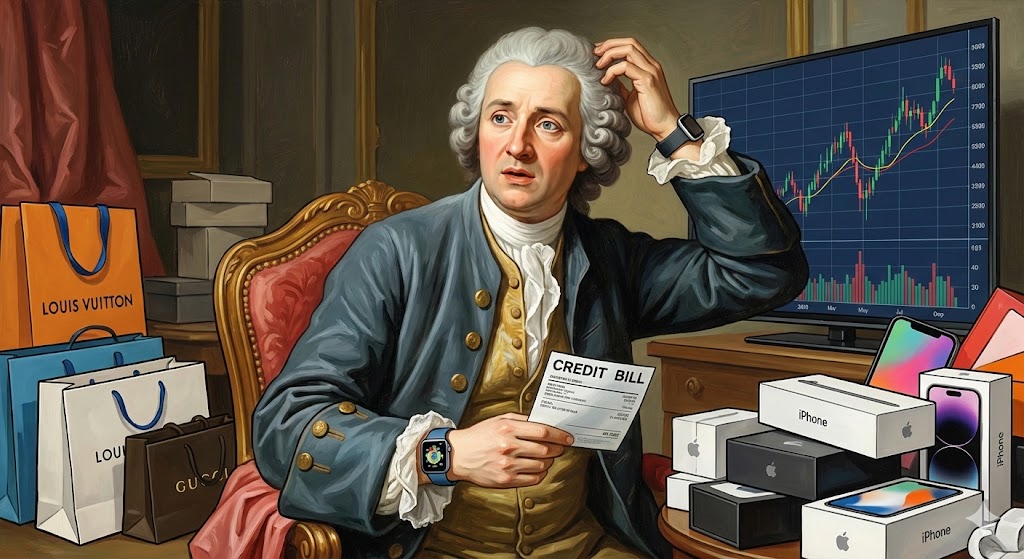 Illustration of the Diderot Effect showing how one purchase leads to a spiral of consumption.